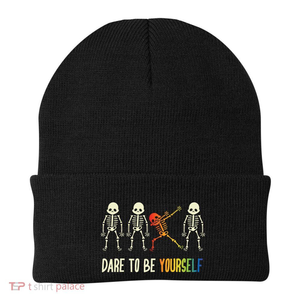 Skeleton Dabbing Cute Lgbt Pride Dare To Be Yourself Beanie