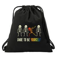 Skeleton Dabbing Cute Lgbt Pride Dare To Be Yourself Drawstring Bag