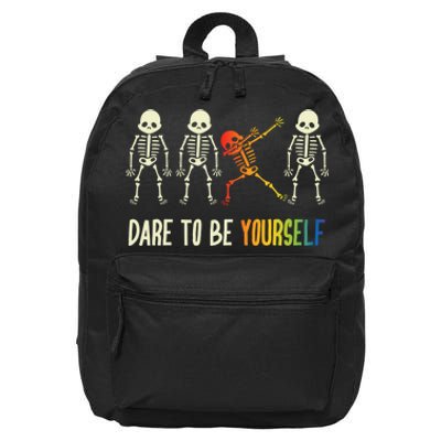 Skeleton Dabbing Cute Lgbt Pride Dare To Be Yourself 16 in Basic Backpack