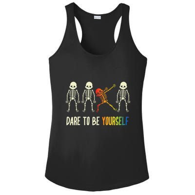 Skeleton Dabbing Cute Lgbt Pride Dare To Be Yourself Ladies PosiCharge Competitor Racerback Tank