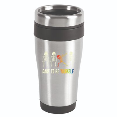 Skeleton Dabbing Cute Lgbt Pride Dare To Be Yourself 16oz Travel Tumbler