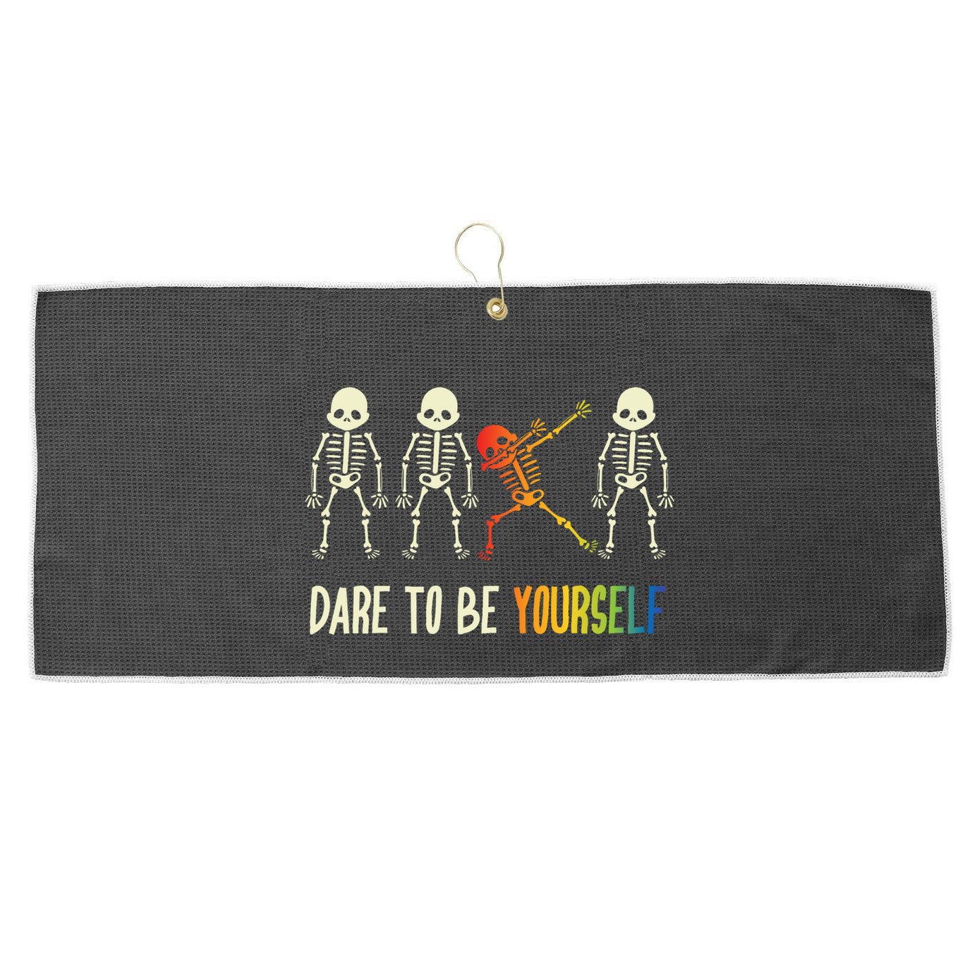 Skeleton Dabbing Cute Lgbt Pride Dare To Be Yourself Large Microfiber Waffle Golf Towel