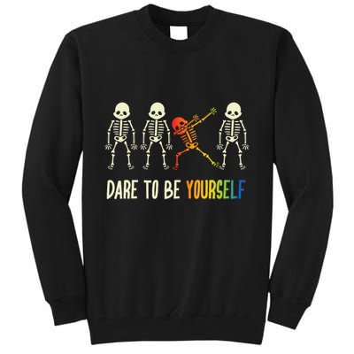 Skeleton Dabbing Cute Lgbt Pride Dare To Be Yourself Tall Sweatshirt