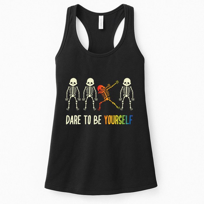 Skeleton Dabbing Cute Lgbt Pride Dare To Be Yourself Womens Tank Top