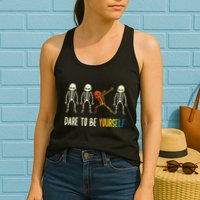 Skeleton Dabbing Cute Lgbt Pride Dare To Be Yourself Womens Tank Top