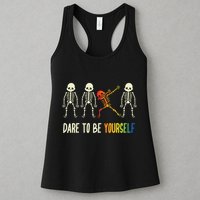 Skeleton Dabbing Cute Lgbt Pride Dare To Be Yourself Womens Tank Top