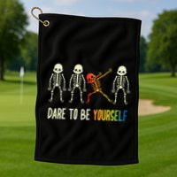 Skeleton Dabbing Cute Lgbt Pride Dare To Be Yourself Golf Towel