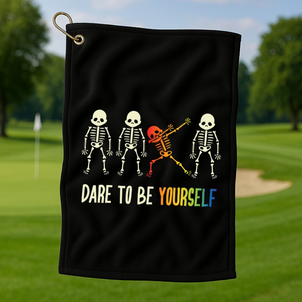 Skeleton Dabbing Cute Lgbt Pride Dare To Be Yourself Golf Towel
