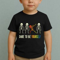 Skeleton Dabbing Cute Lgbt Pride Dare To Be Yourself Toddler T-Shirt