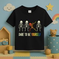 Skeleton Dabbing Cute Lgbt Pride Dare To Be Yourself Toddler T-Shirt