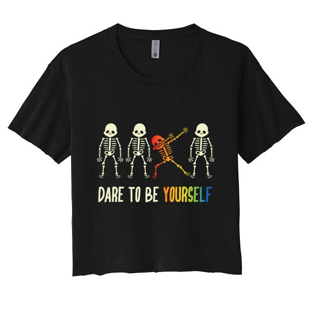 Skeleton Dabbing Cute Lgbt Pride Dare To Be Yourself Crop Top