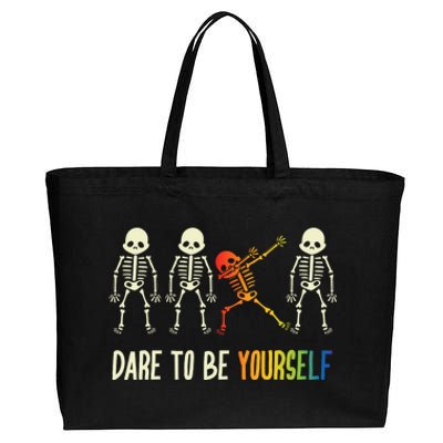 Skeleton Dabbing Cute Lgbt Pride Dare To Be Yourself Cotton Canvas Jumbo Tote