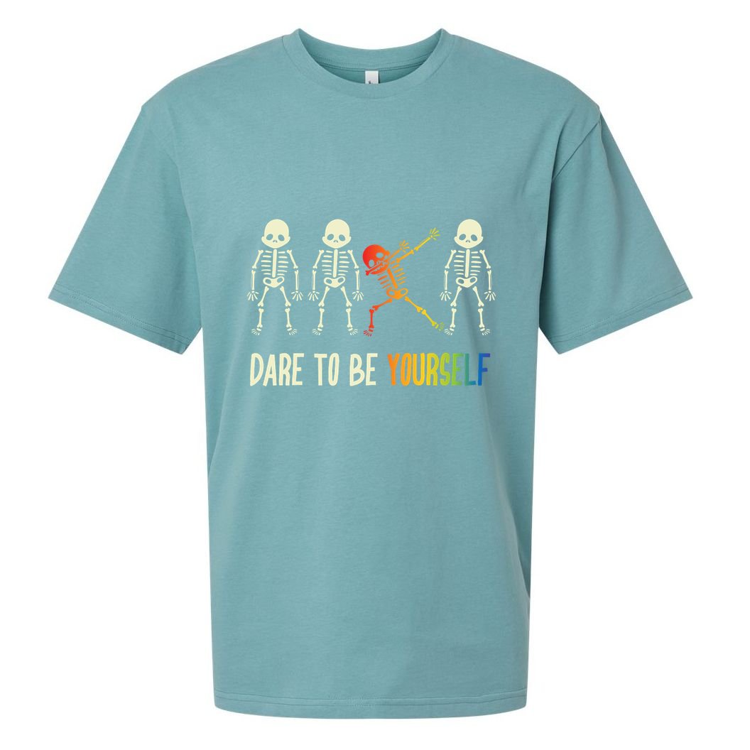 Skeleton Dabbing Cute Lgbt Pride Dare To Be Yourself Sueded Cloud Jersey T-Shirt