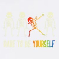 Skeleton Dabbing Cute Lgbt Pride Dare To Be Yourself Garment-Dyed Sweatshirt