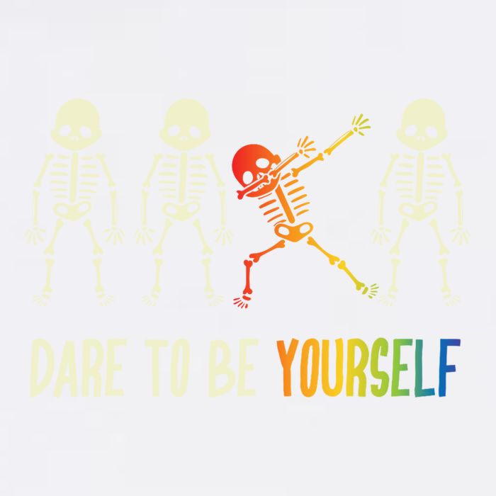 Skeleton Dabbing Cute Lgbt Pride Dare To Be Yourself Garment-Dyed Sweatshirt