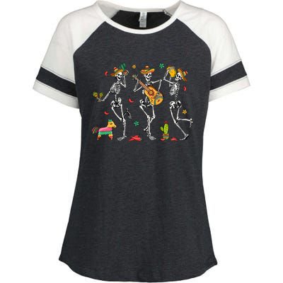 Skeleton Dabbing Cinco De Mayo Party Enza Ladies Jersey Colorblock Tee