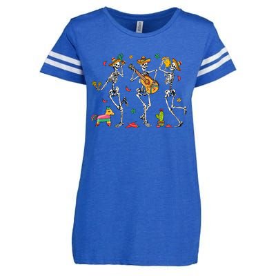 Skeleton Dabbing Cinco De Mayo Party Enza Ladies Jersey Football T-Shirt