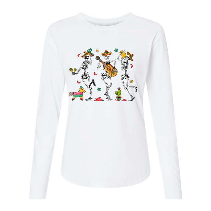 Skeleton Dabbing Cinco De Mayo Party Womens Cotton Relaxed Long Sleeve T-Shirt