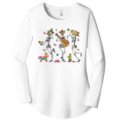 Skeleton Dabbing Cinco De Mayo Party Women's Perfect Tri Tunic Long Sleeve Shirt