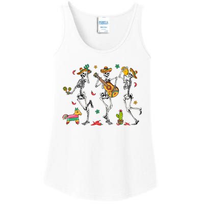 Skeleton Dabbing Cinco De Mayo Party Ladies Essential Tank