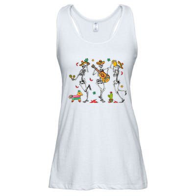 Skeleton Dabbing Cinco De Mayo Party Ladies Essential Flowy Tank