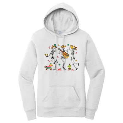 Skeleton Dabbing Cinco De Mayo Party Women's Pullover Hoodie