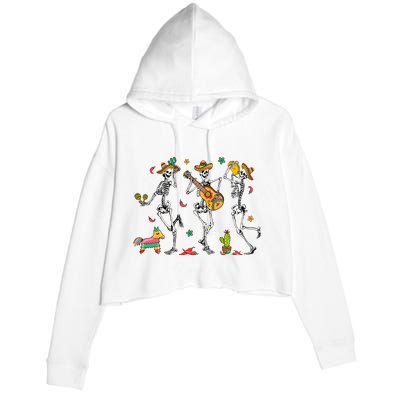 Skeleton Dabbing Cinco De Mayo Party Crop Fleece Hoodie