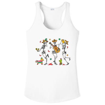 Skeleton Dabbing Cinco De Mayo Party Ladies PosiCharge Competitor Racerback Tank