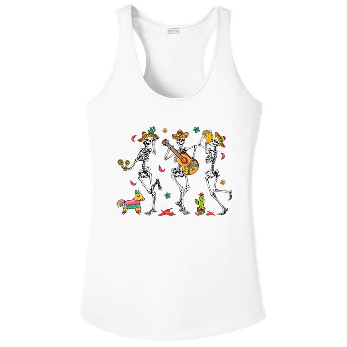 Skeleton Dabbing Cinco De Mayo Party Ladies PosiCharge Competitor Racerback Tank