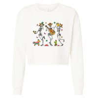 Skeleton Dabbing Cinco De Mayo Party Cropped Pullover Crew