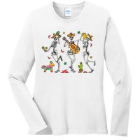 Skeleton Dabbing Cinco De Mayo Party Ladies Long Sleeve Shirt