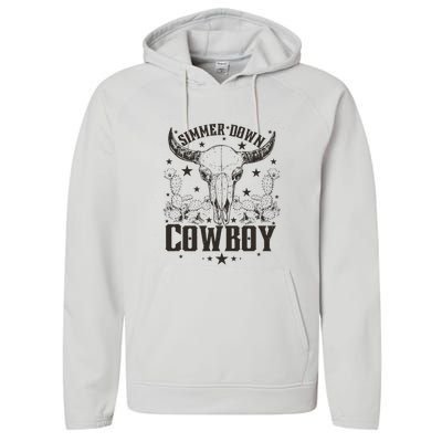 Simmer Down Cowboy Apparel Cowboy Lover Performance Fleece Hoodie