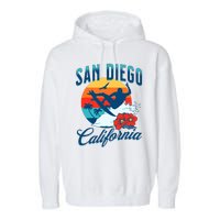 San Diego California Beach Surf Summer Vacation Vintage Garment-Dyed Fleece Hoodie