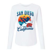 San Diego California Beach Surf Summer Vacation Vintage Womens Cotton Relaxed Long Sleeve T-Shirt