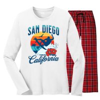 San Diego California Beach Surf Summer Vacation Vintage Women's Long Sleeve Flannel Pajama Set 