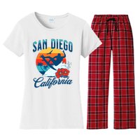 San Diego California Beach Surf Summer Vacation Vintage Women's Flannel Pajama Set