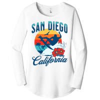 San Diego California Beach Surf Summer Vacation Vintage Women's Perfect Tri Tunic Long Sleeve Shirt