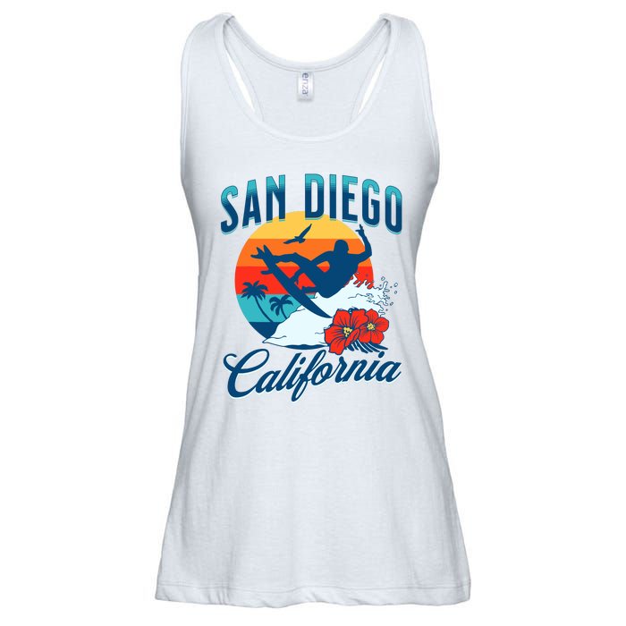 San Diego California Beach Surf Summer Vacation Vintage Ladies Essential Flowy Tank