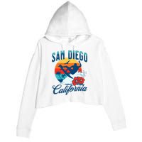 San Diego California Beach Surf Summer Vacation Vintage Crop Fleece Hoodie