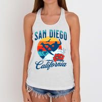 San Diego California Beach Surf Summer Vacation Vintage Women's Knotted Racerback Tank