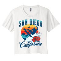 San Diego California Beach Surf Summer Vacation Vintage Women's Crop Top Tee