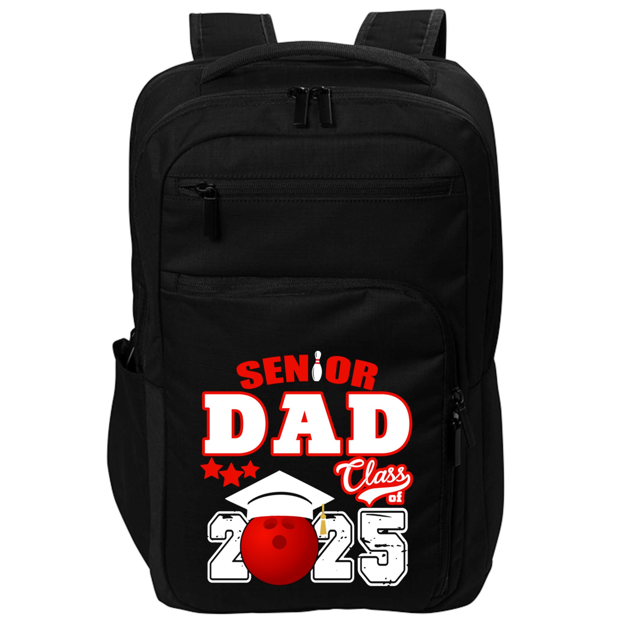 Senior Dad Class Of 2025 Funny Senior 2025 Dad Bowling Funny Gift Impact Tech Backpack