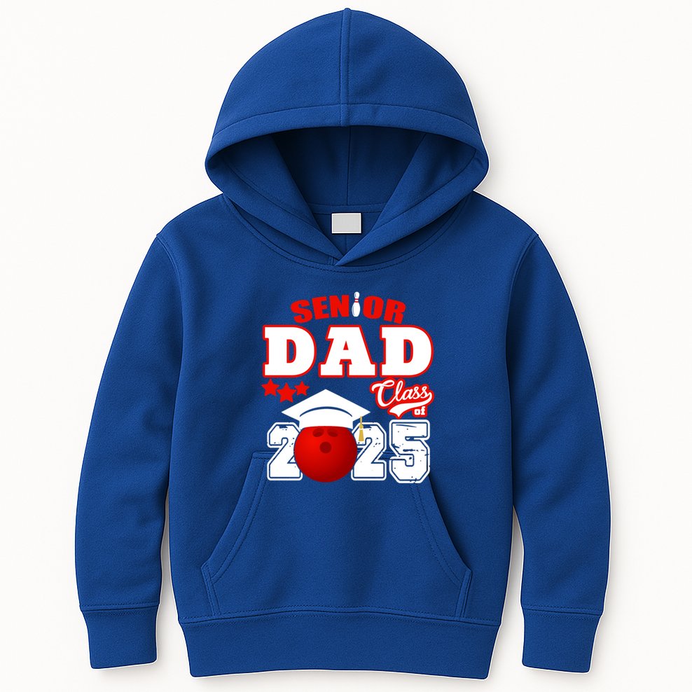Senior Dad Class Of 2025 Funny Senior 2025 Dad Bowling Funny Gift Kids Hoodie