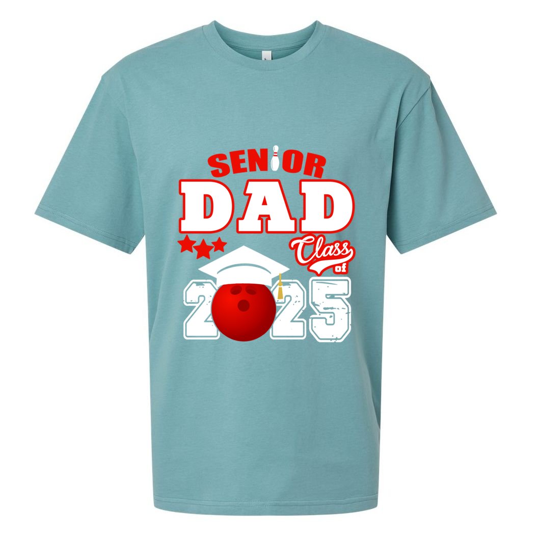 Senior Dad Class Of 2025 Funny Senior 2025 Dad Bowling Funny Gift Sueded Cloud Jersey T-Shirt