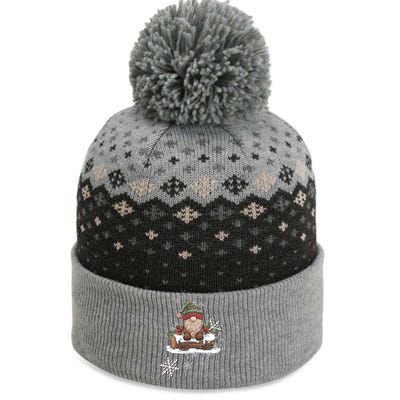 Snowflakes Design Cute Woodland Gnome Wintertime Gift The Baniff Cuffed Pom Beanie