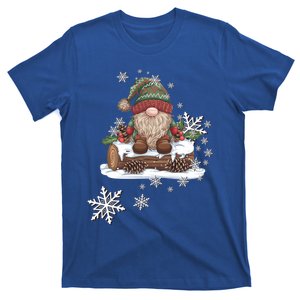 Snowflakes Design Cute Woodland Gnome Wintertime Gift T-Shirt