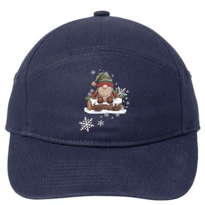 Snowflakes Design Cute Woodland Gnome Wintertime Gift 7-Panel Snapback Hat