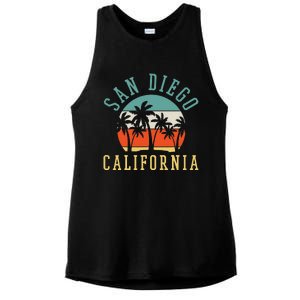 San Diego California Summer Vacation Retro Ladies PosiCharge Tri-Blend Wicking Tank