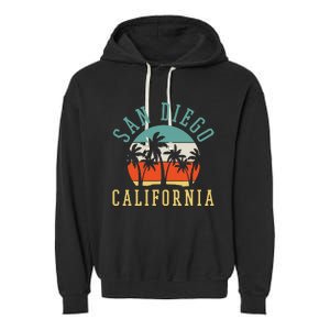 San Diego California Summer Vacation Retro Garment-Dyed Fleece Hoodie