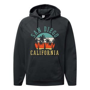 San Diego California Summer Vacation Retro Performance Fleece Hoodie